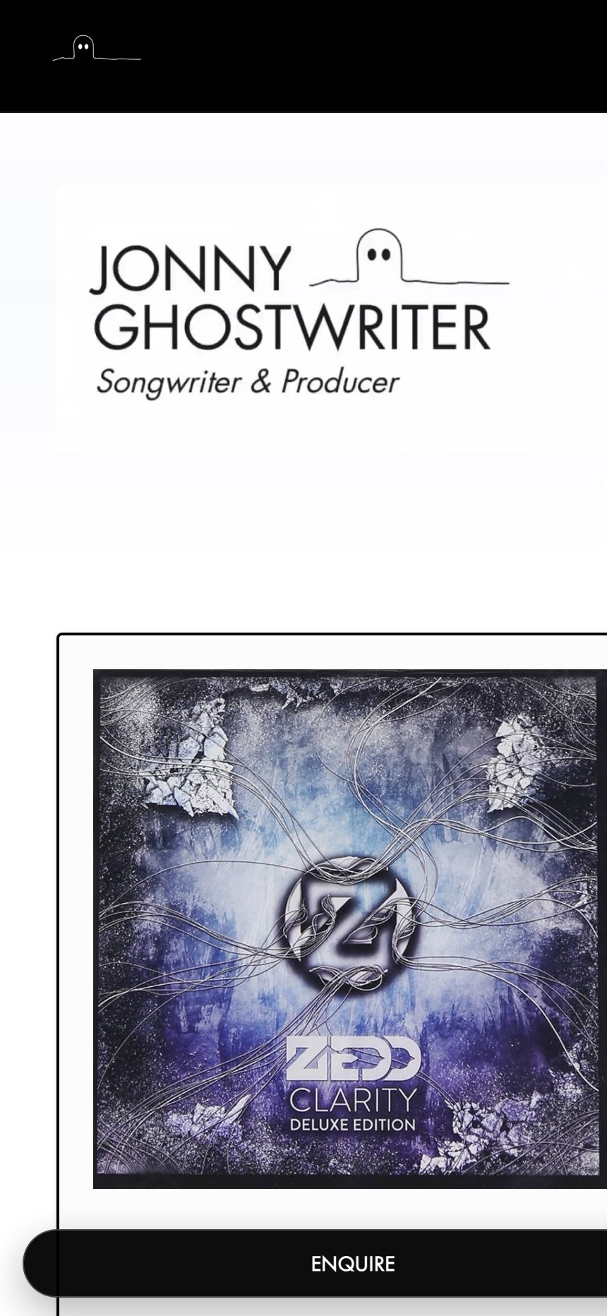 The Jonny Ghostwriter website on a phone