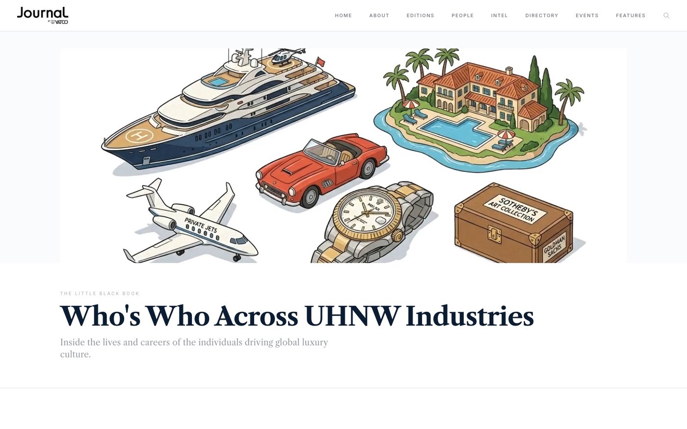 The People directory of The Journal by YATCO: Who's Who Across UHNW Industries