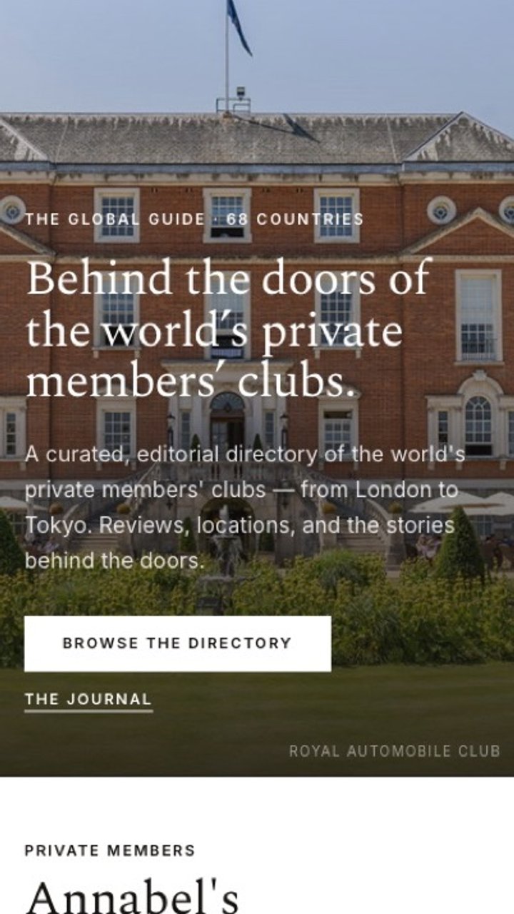 The The One Club website on a phone