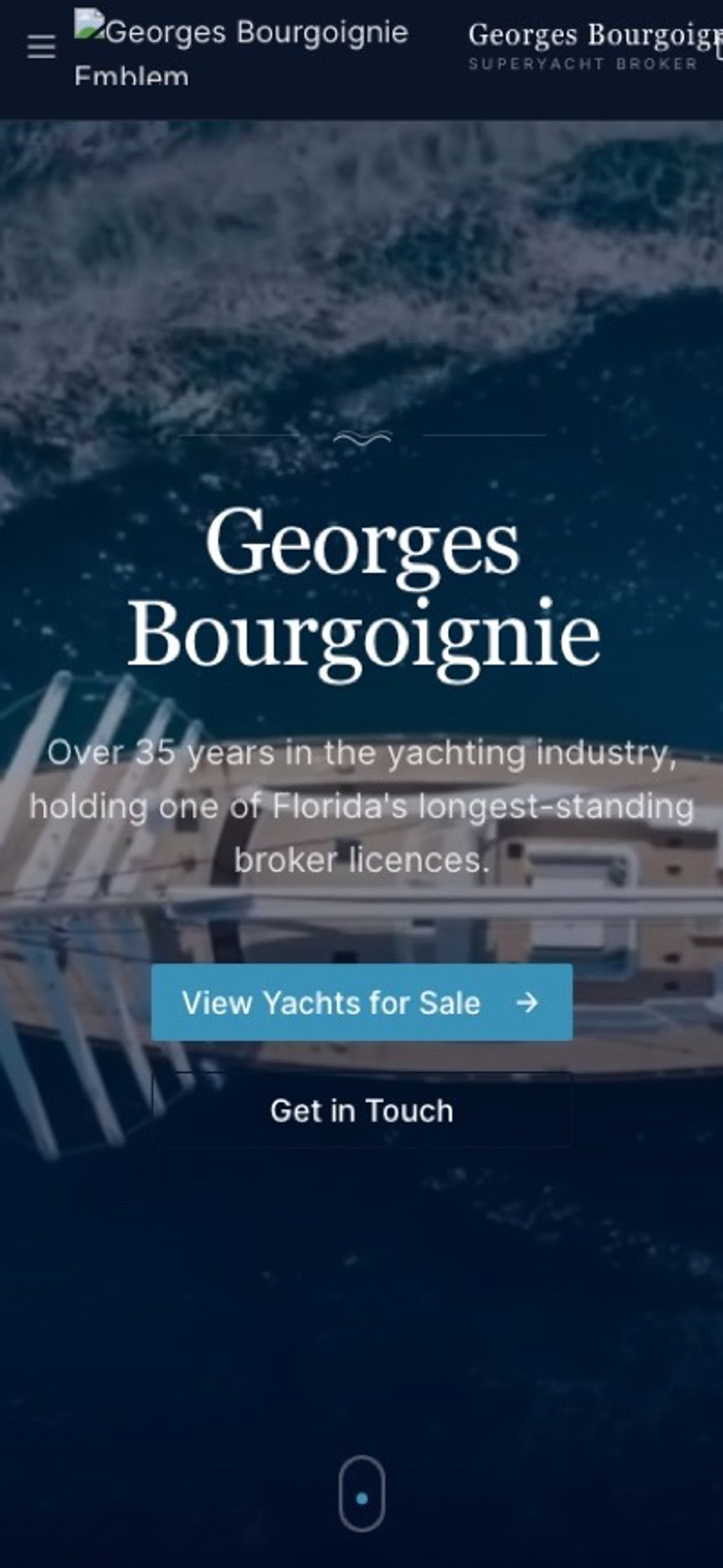 The Georges Bourgoignie website on a phone
