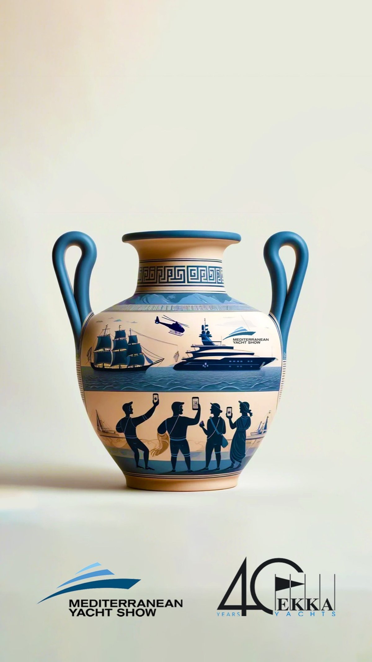 Generated Greek vase illustration for Ekka Yachts' fortieth anniversary at the Mediterranean Yacht Show