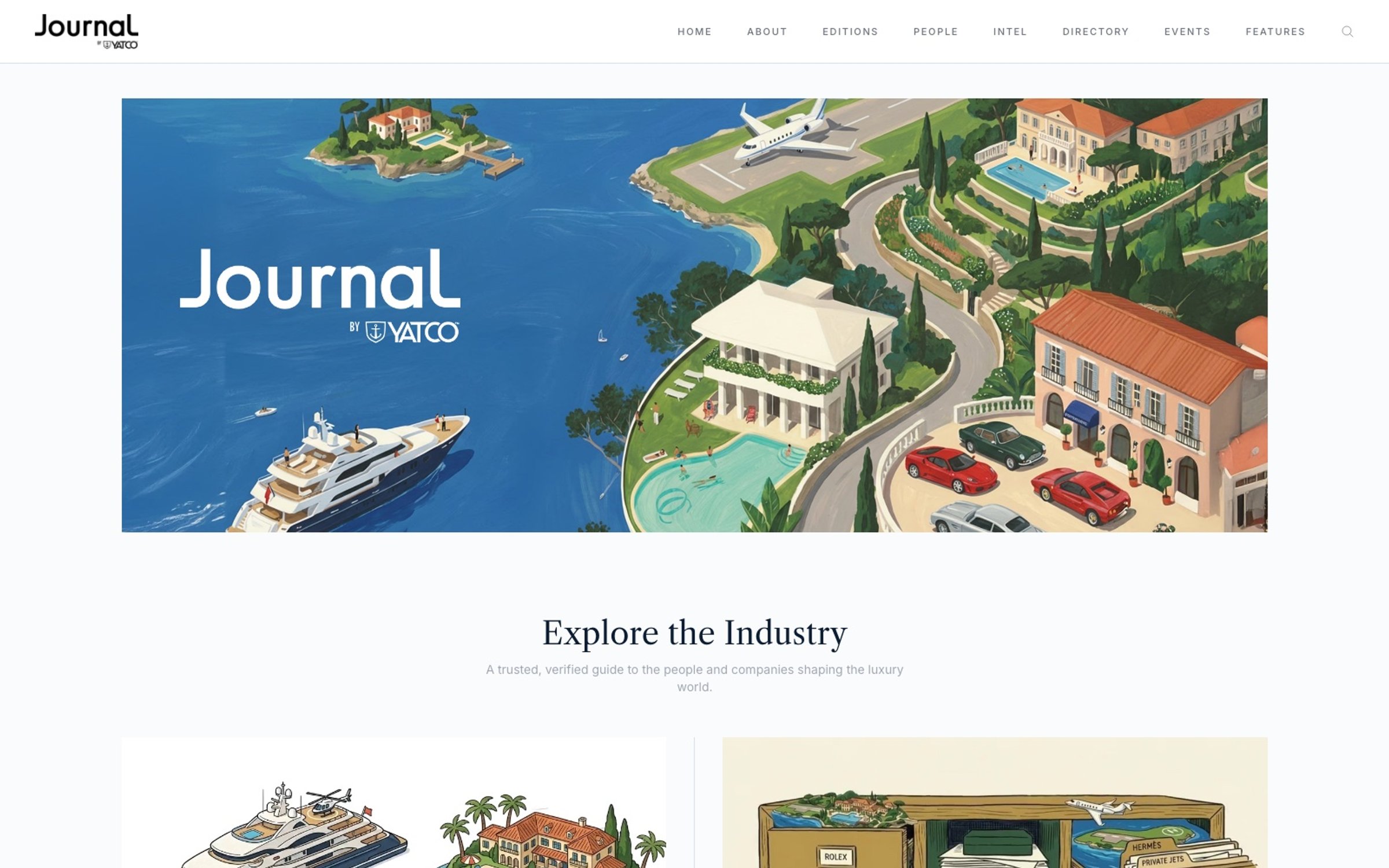 The Journal by YATCO home page, with the illustrated Riviera cover and the industry directory