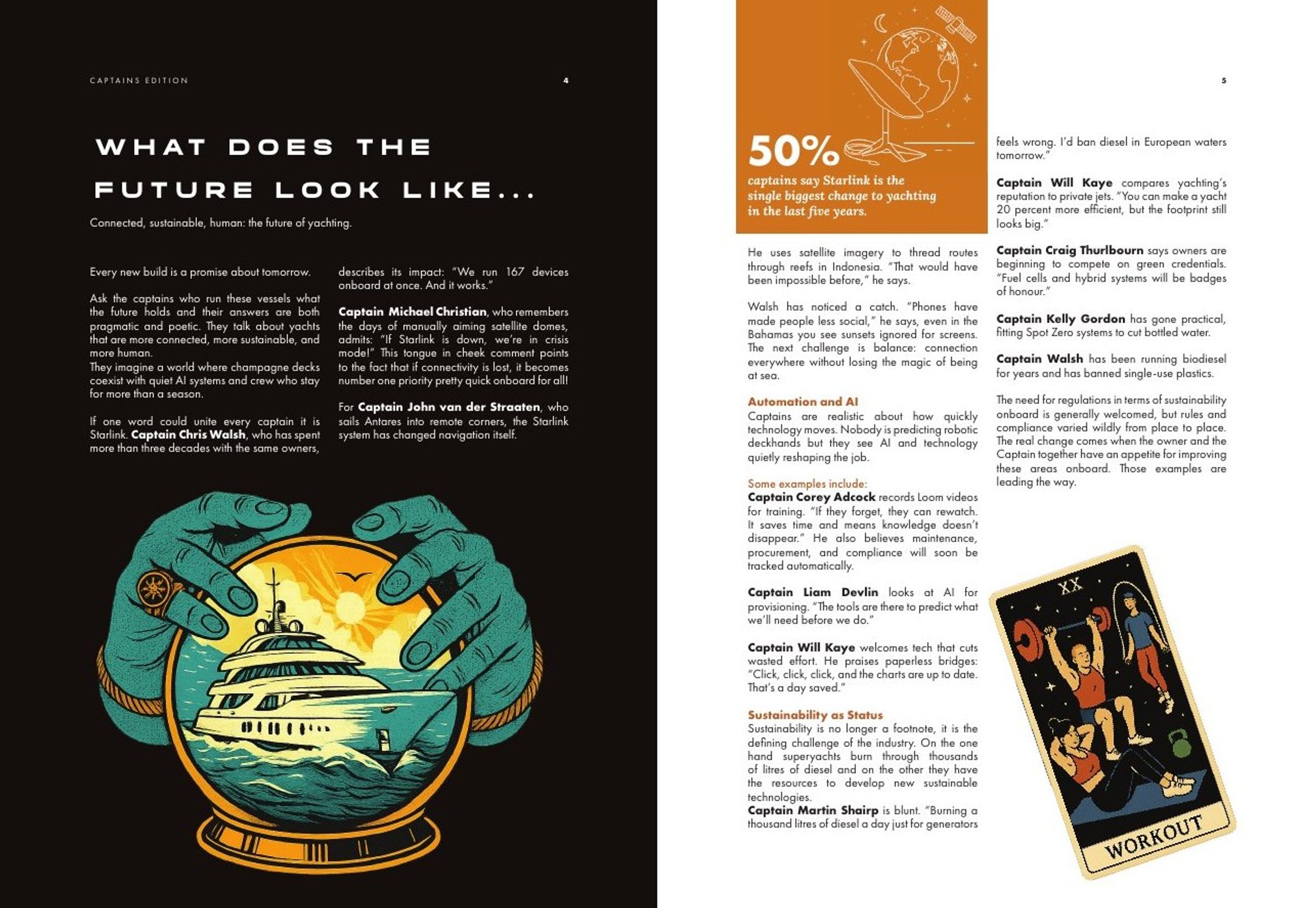Opening spread: What does the future look like, with a crystal-ball illustration