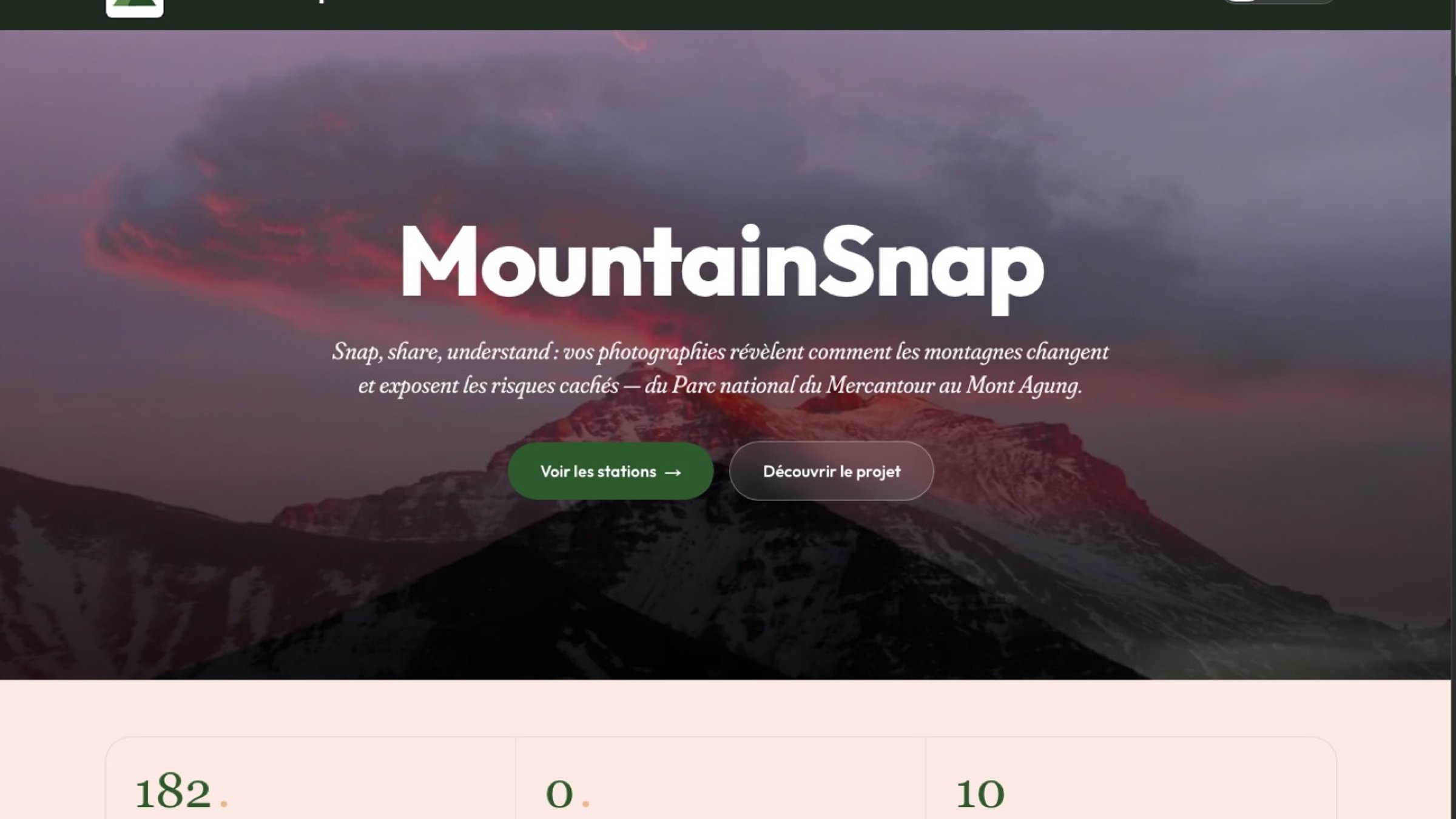 The MountainSnap website, home page