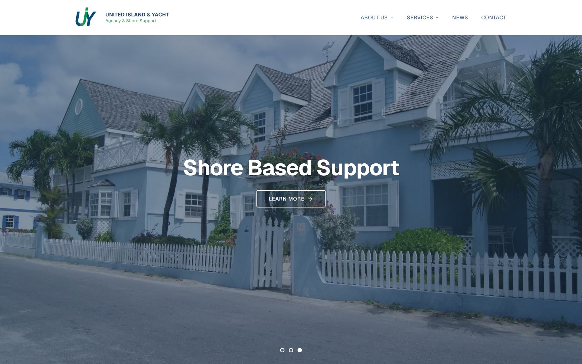 The United Island & Yacht website, home page