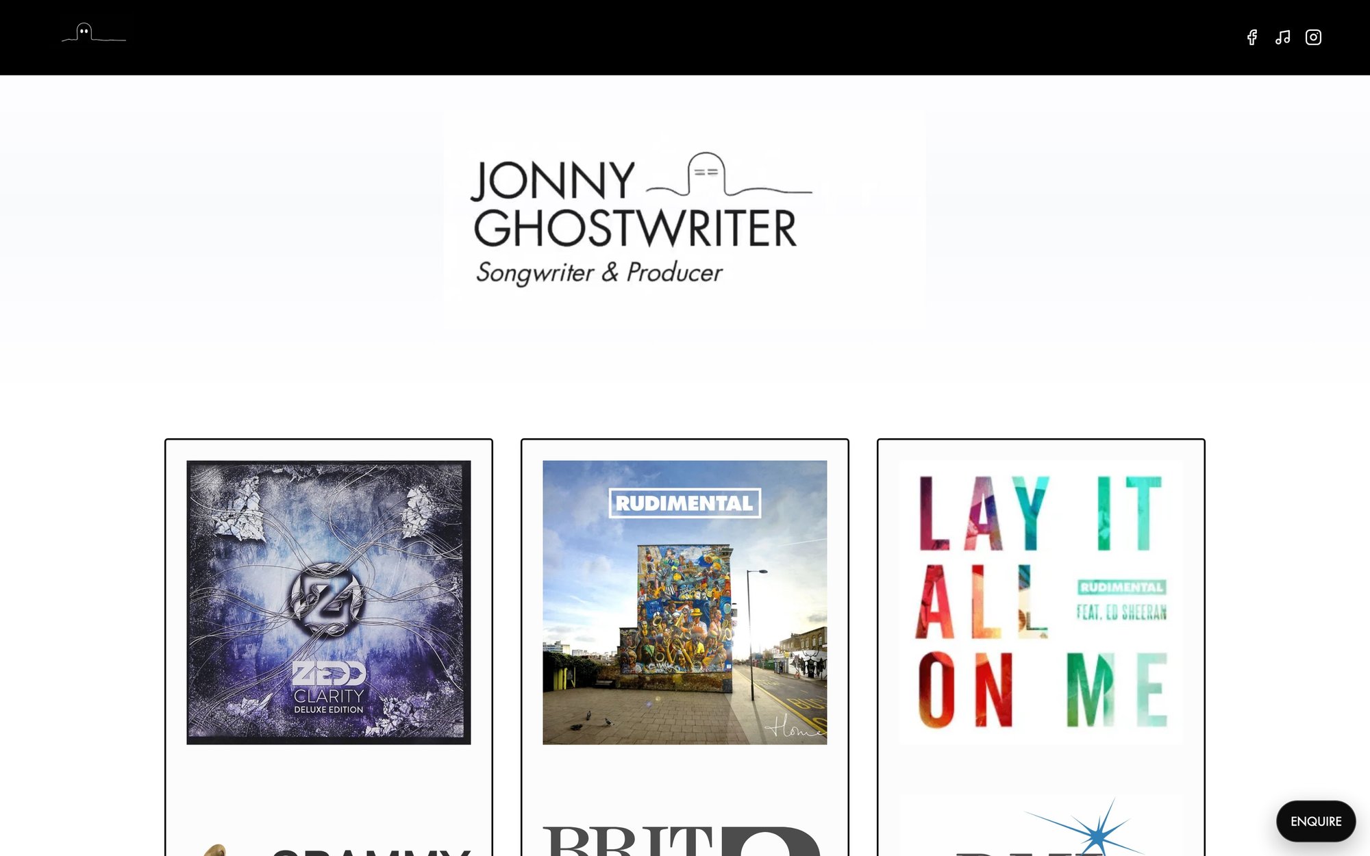 The Jonny Ghostwriter website, home page