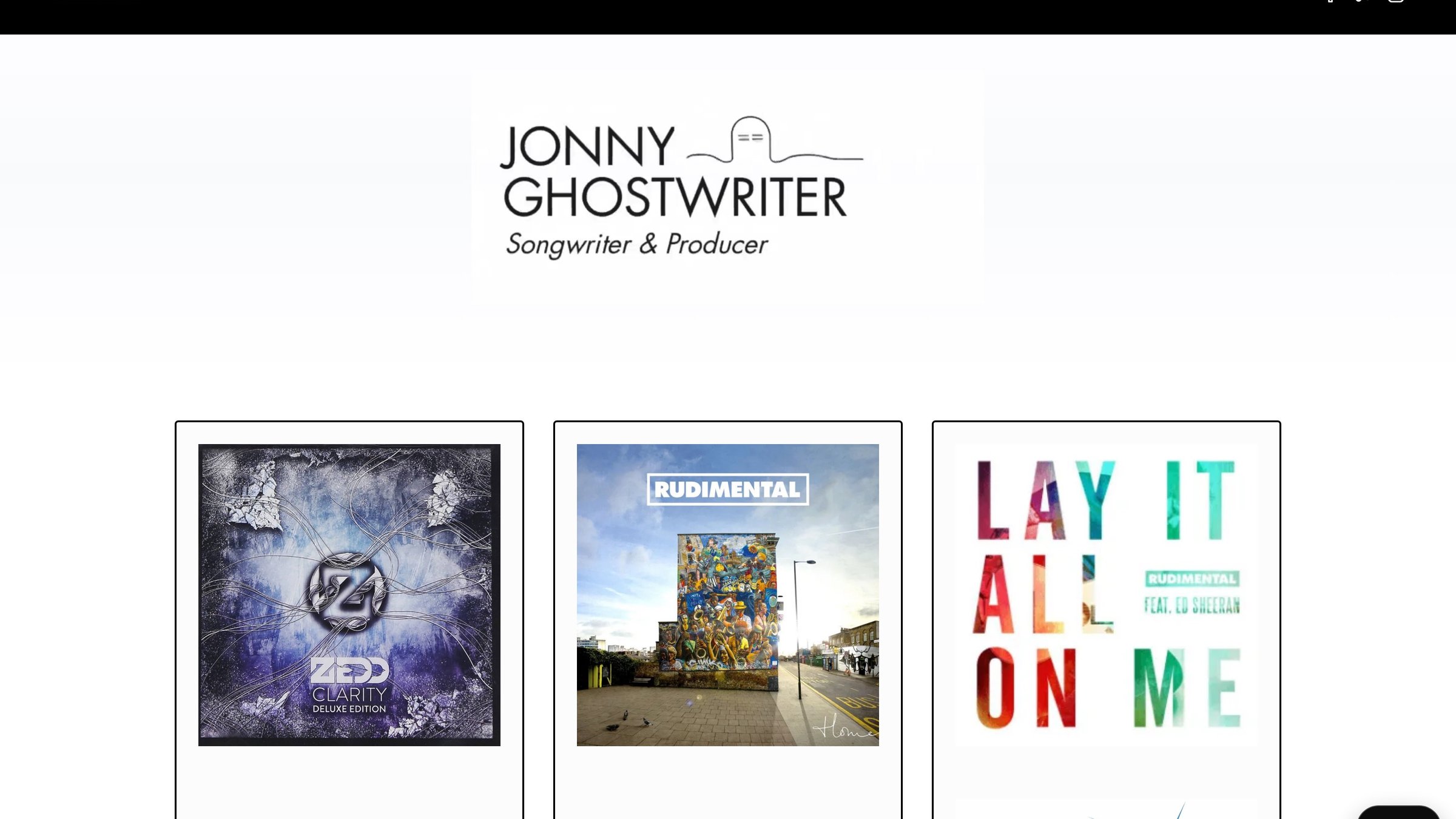 The Jonny Ghostwriter website, home page