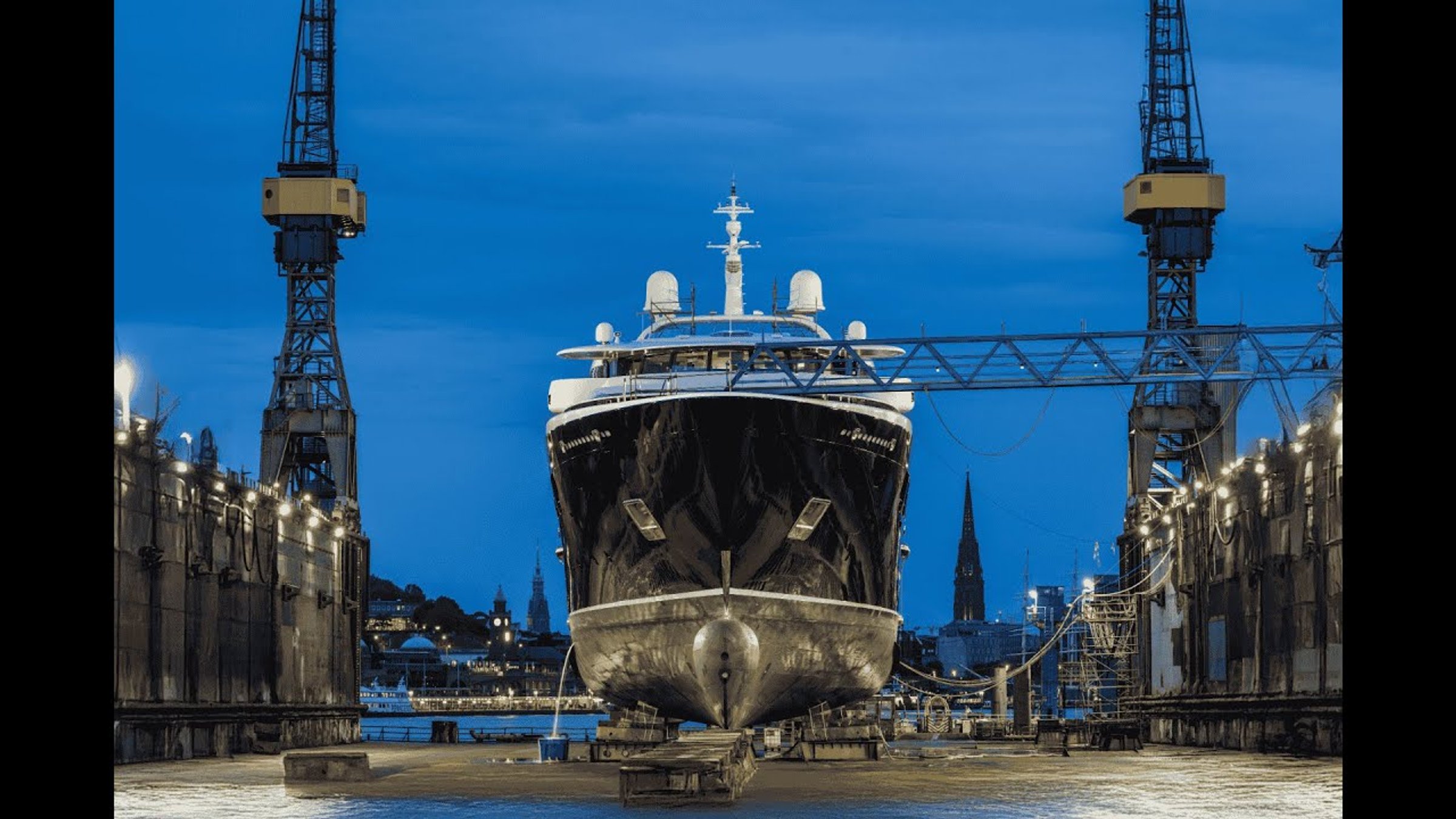 Still from the Lürssen Yacht Refit and Services film, as published on the Lürssen YouTube channel