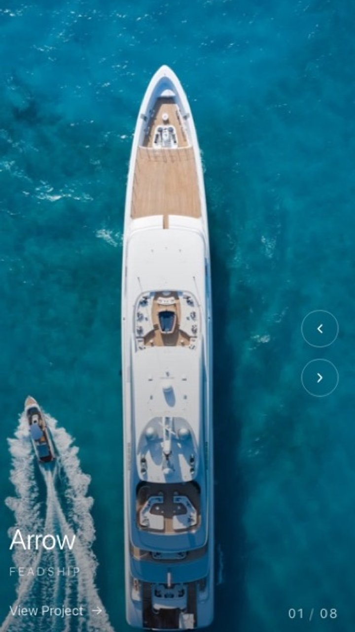The H2 Yacht Design website on a phone
