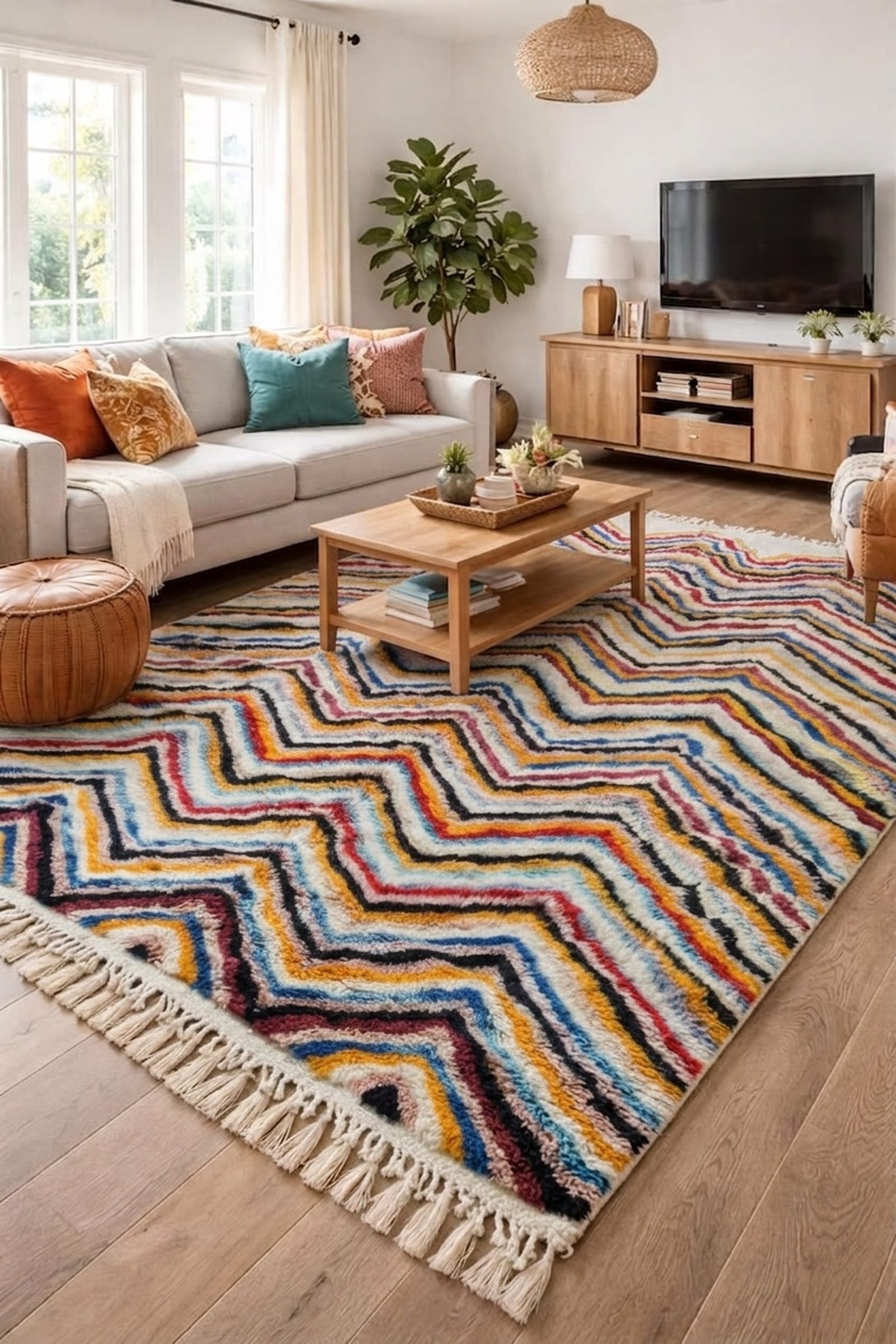The Electric Chevron — Authentic Moroccan Berber Rug — view 1