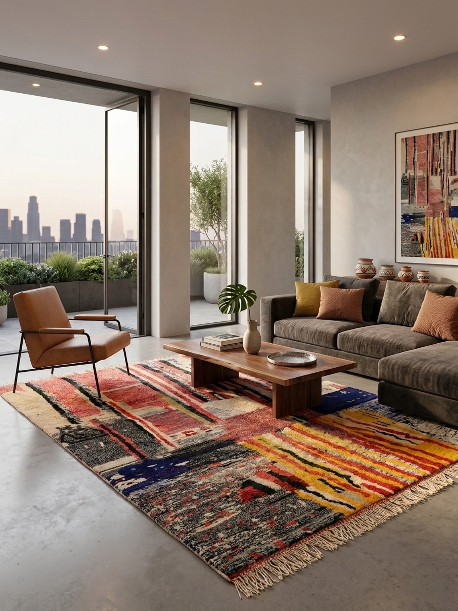 The "Chromatic Mirage" Hand-Knotted Abstract Moroccan Rug — view 2