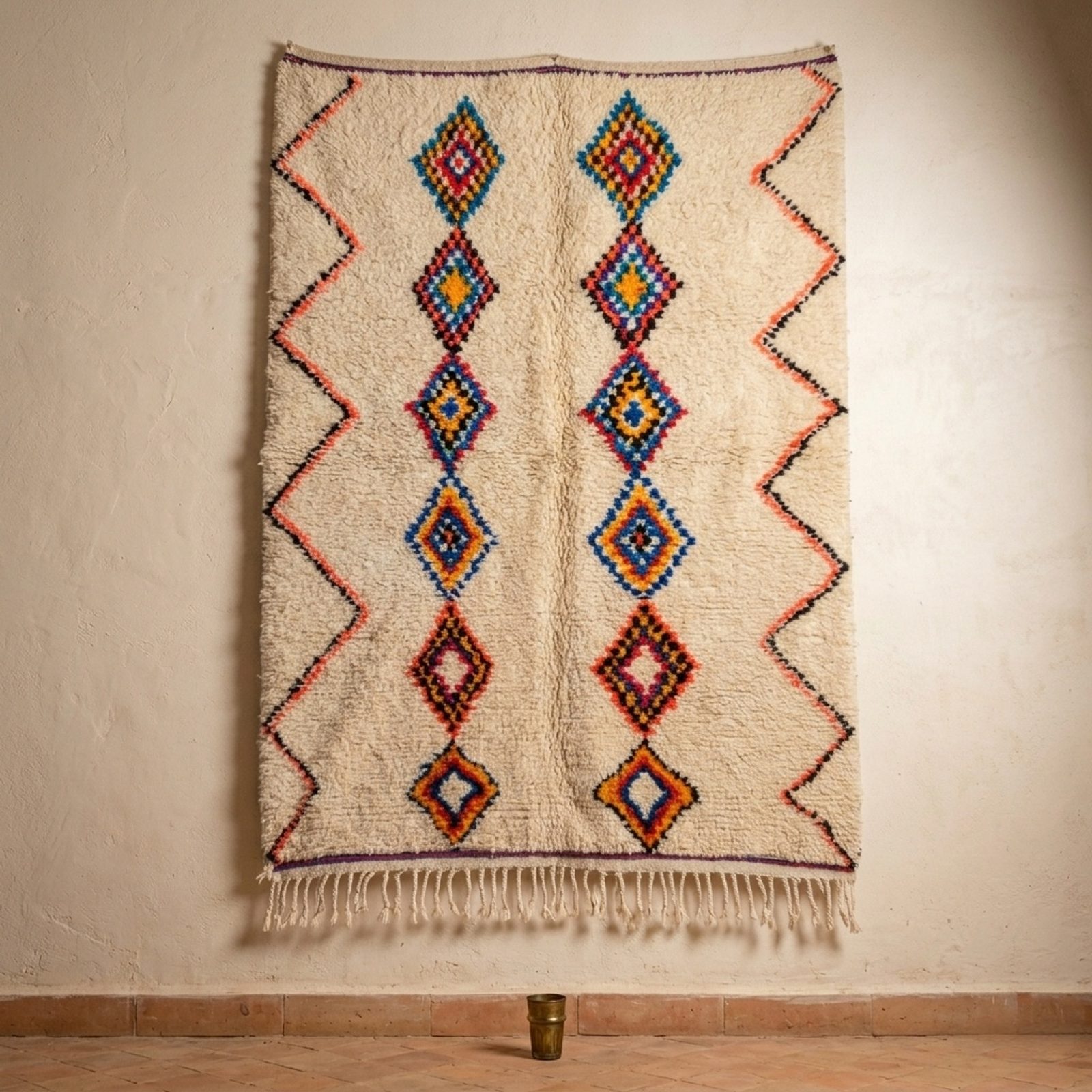 The "Jewel-Tone Eye" Azilal: Handwoven Colorful Moroccan Shag Rug — view 3