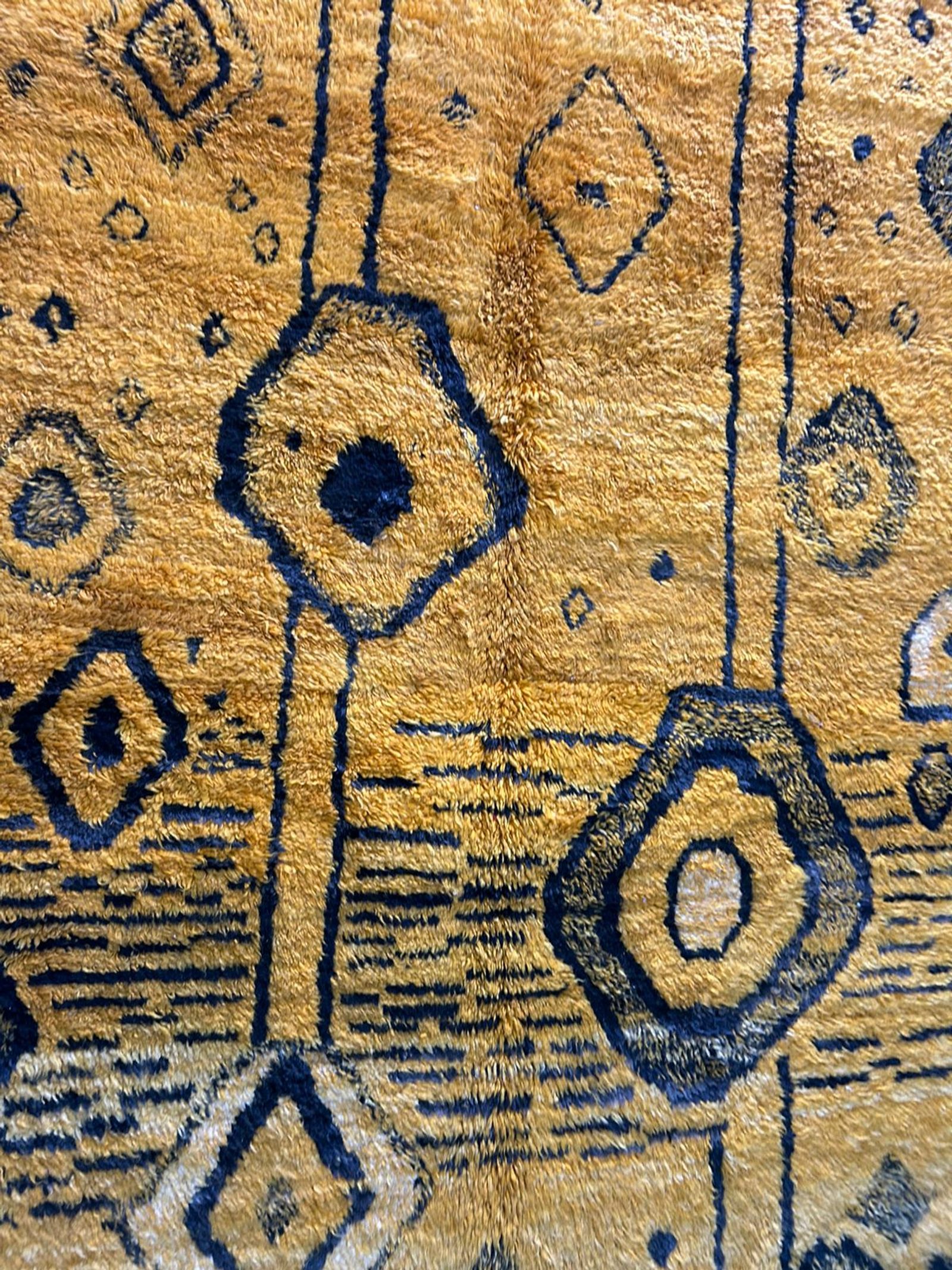 The Saffron Talisman: Hand-Woven Charcoal & Mustard Berber Rug — view 3