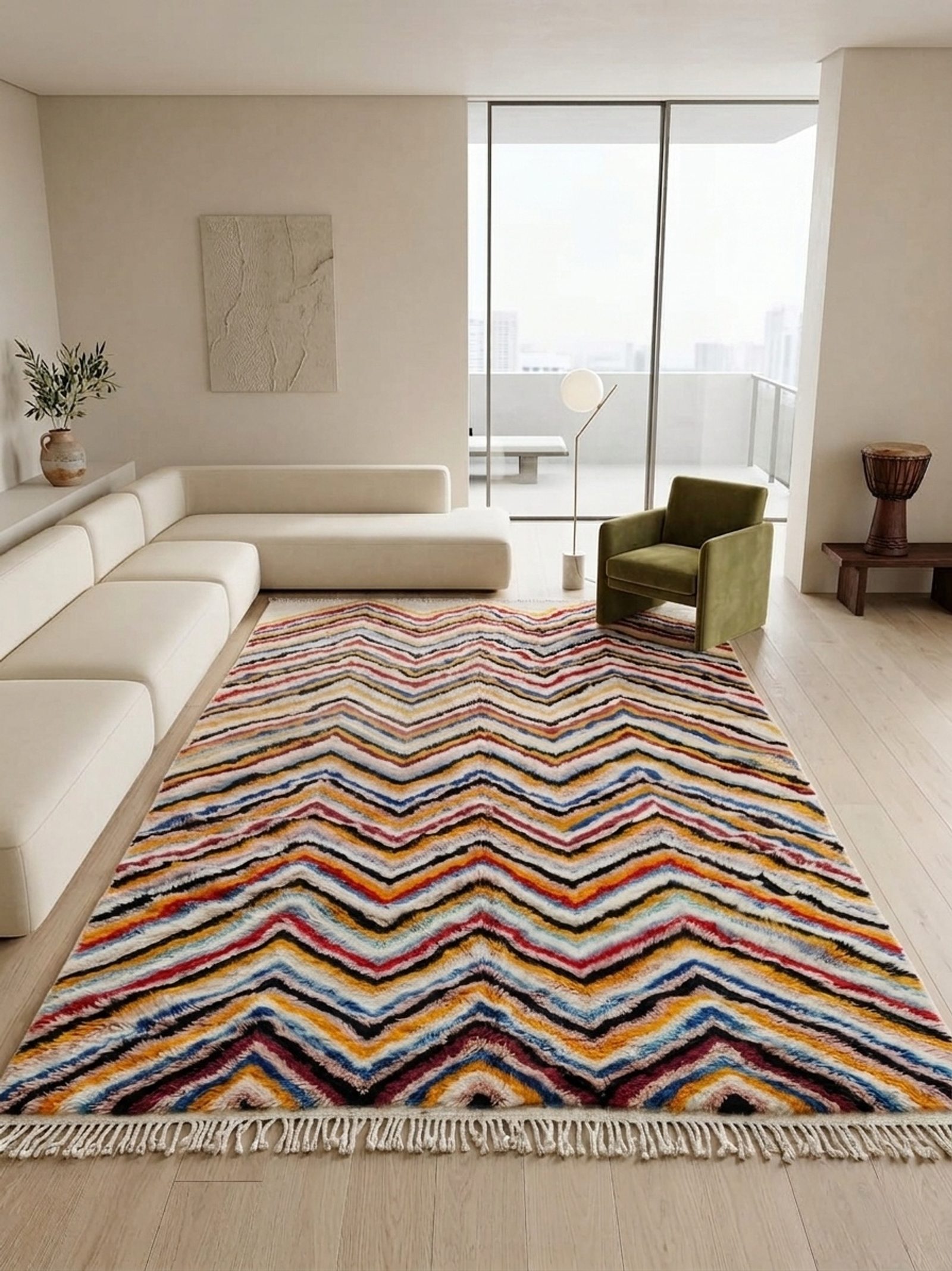 The Electric Chevron — Authentic Moroccan Berber Rug — view 2