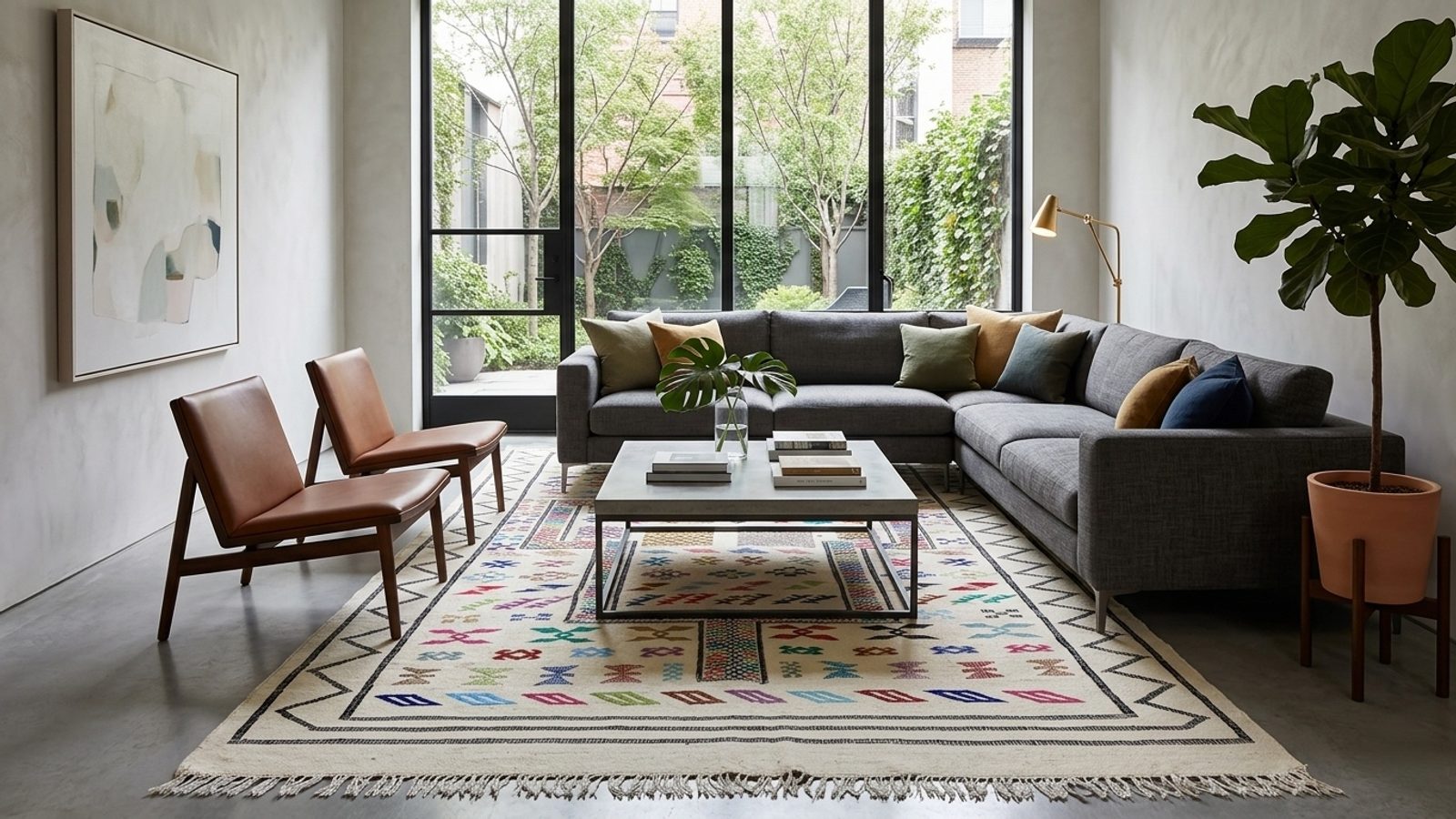 The "Stepped Mihrab" Hanbel: Fine Ivory Embroidered Moroccan Taznakht Kilim — view 2