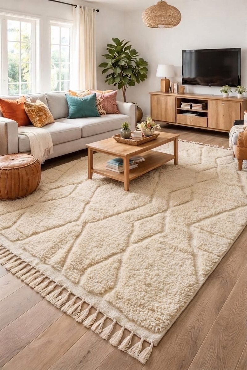The Ghost Diamond — Authentic Moroccan Mrirt Rug