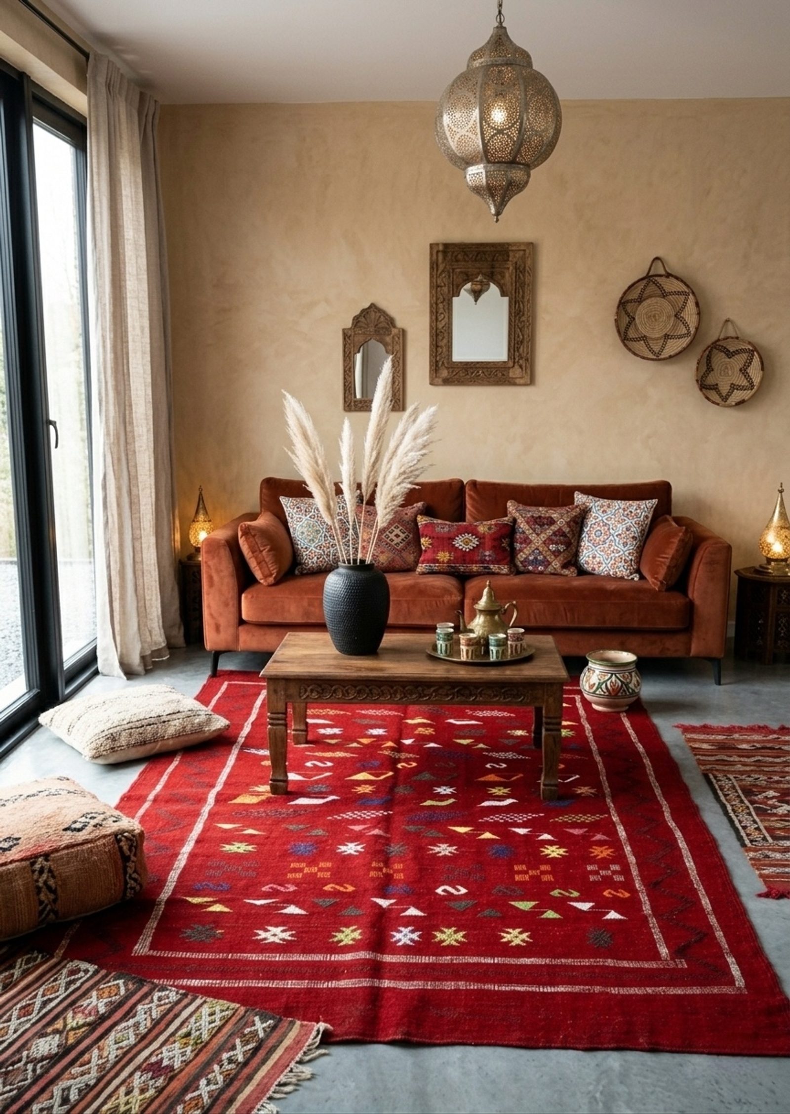 The "Taznakht Crimson" Flatweave: Fine Handwoven Moroccan Kilim Rug — view 3