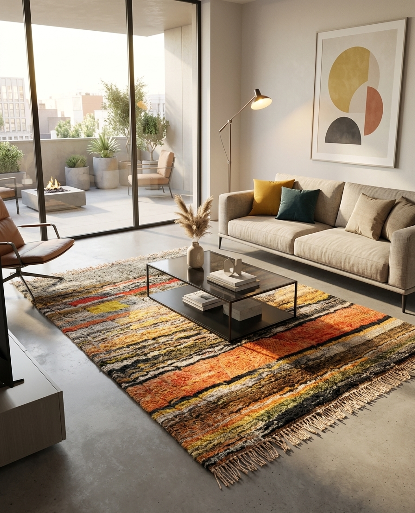 The Atlas Sunset — Vintage Mrirt Berber Rug — view 1