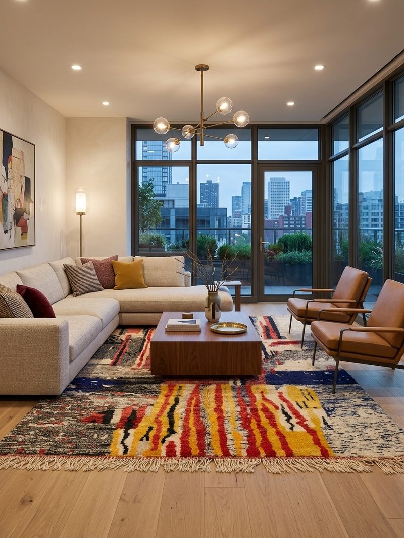 The "Chromatic Mirage" Hand-Knotted Abstract Moroccan Rug
