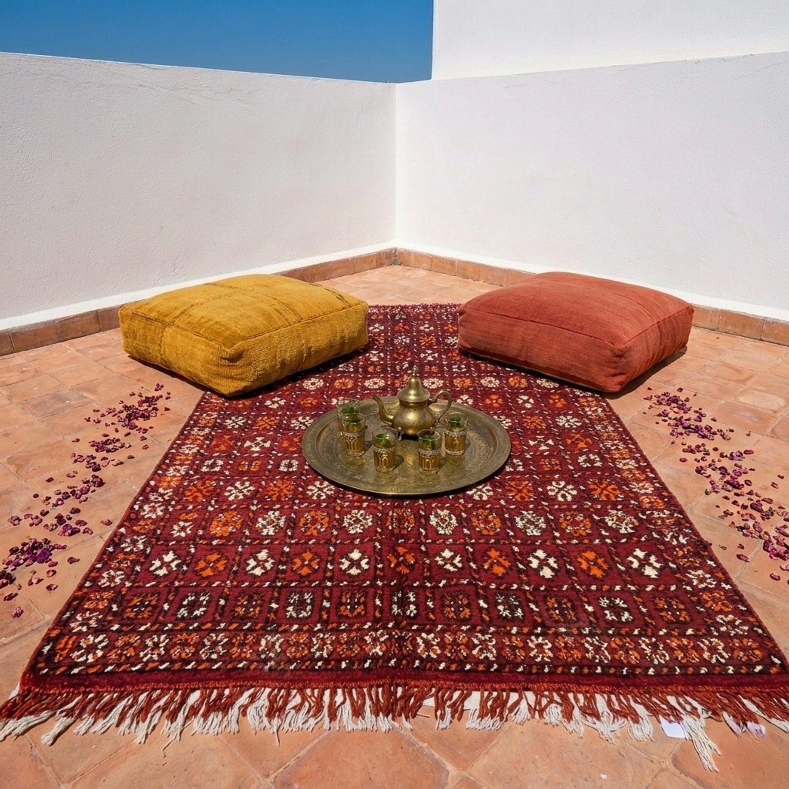 The Crimson Garden — Authentic Taznakht Berber Rug — view 2