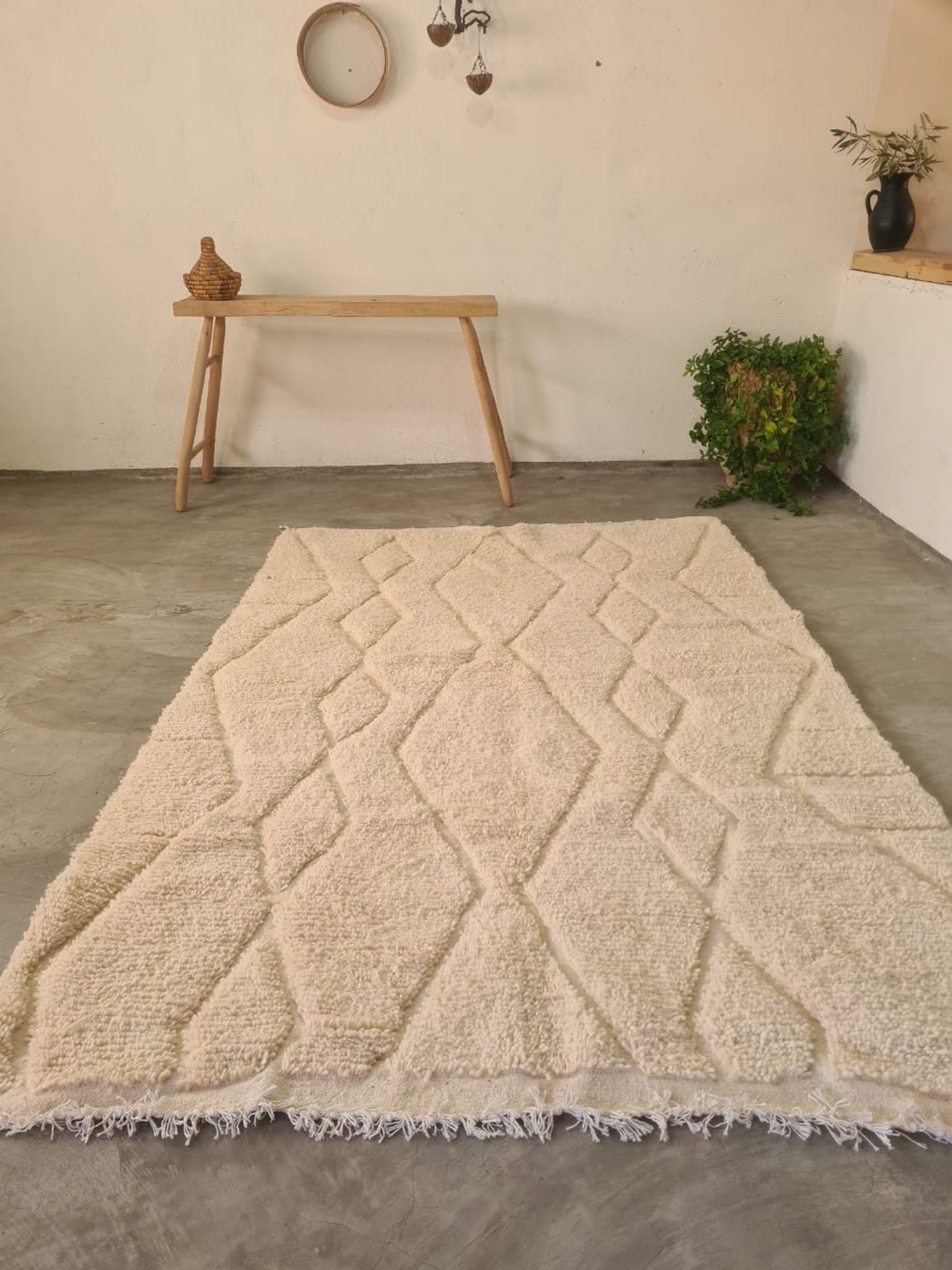 The Ghost Diamond — Authentic Moroccan Mrirt Rug — view 4