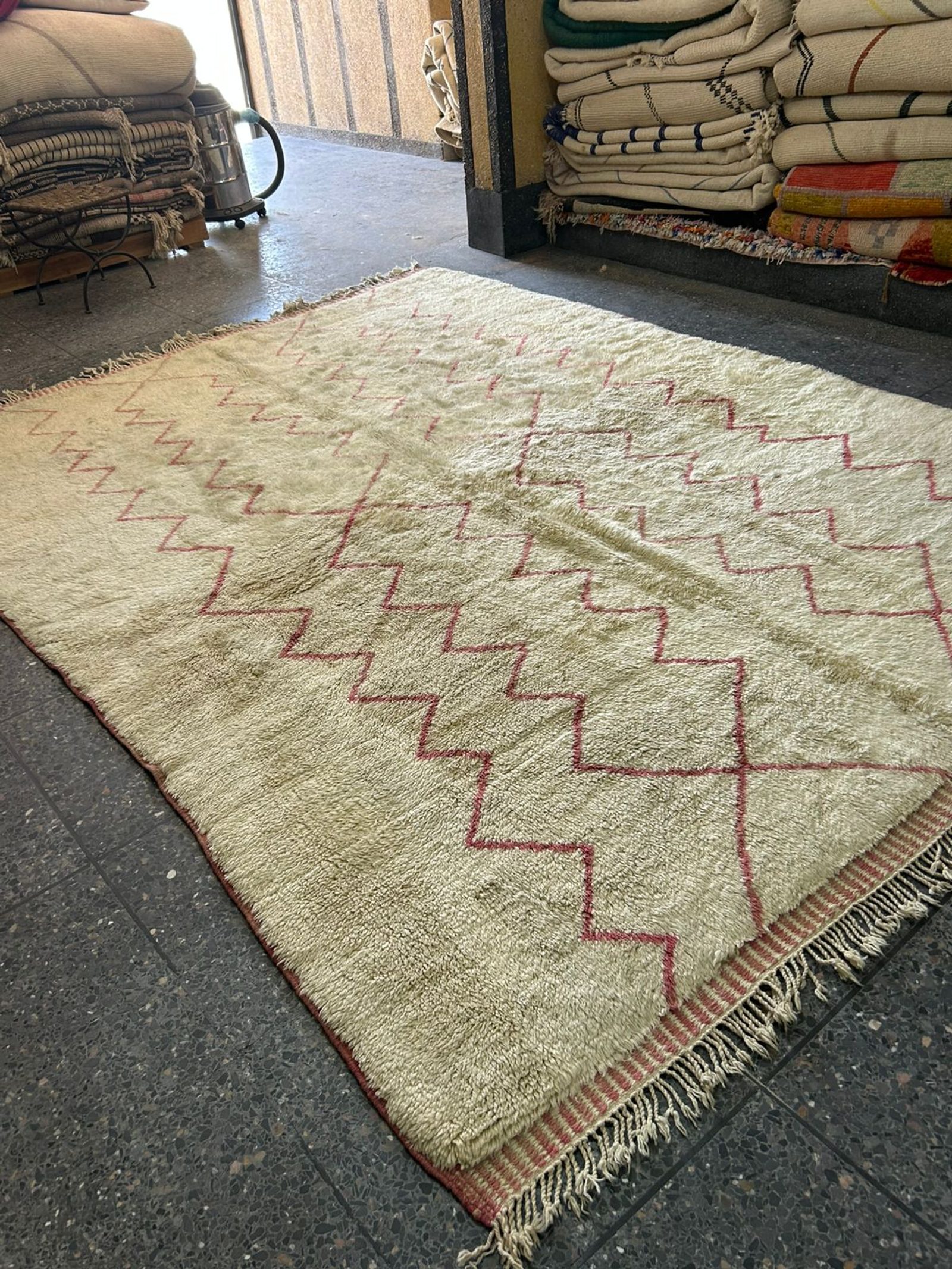 The "Rose Quartz" Chevron: Dual-Tone Handwoven Moroccan Wool Rug — view 4