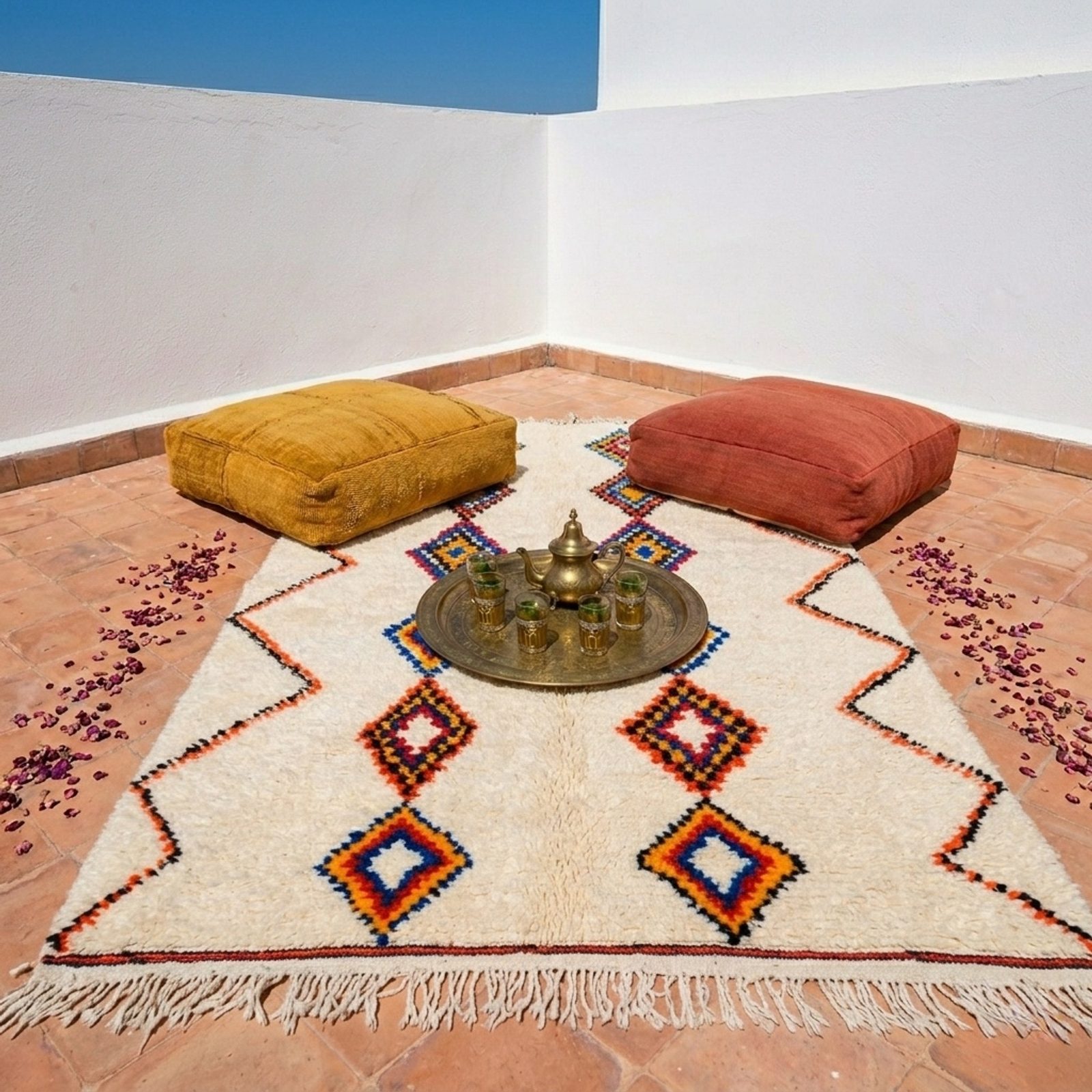 The "Jewel-Tone Eye" Azilal: Handwoven Colorful Moroccan Shag Rug — view 2