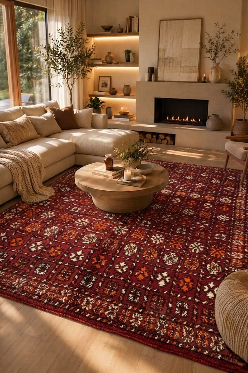 The Crimson Garden — Authentic Taznakht Berber Rug