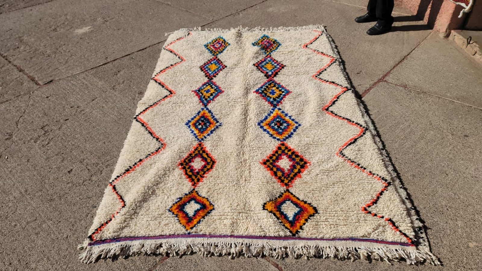 The "Jewel-Tone Eye" Azilal: Handwoven Colorful Moroccan Shag Rug — view 4