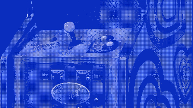 A single upright arcade cabinet standing alone against a plain background.