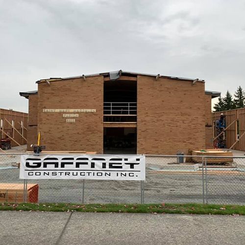 Church exterior during renovation, before the completed entrance
