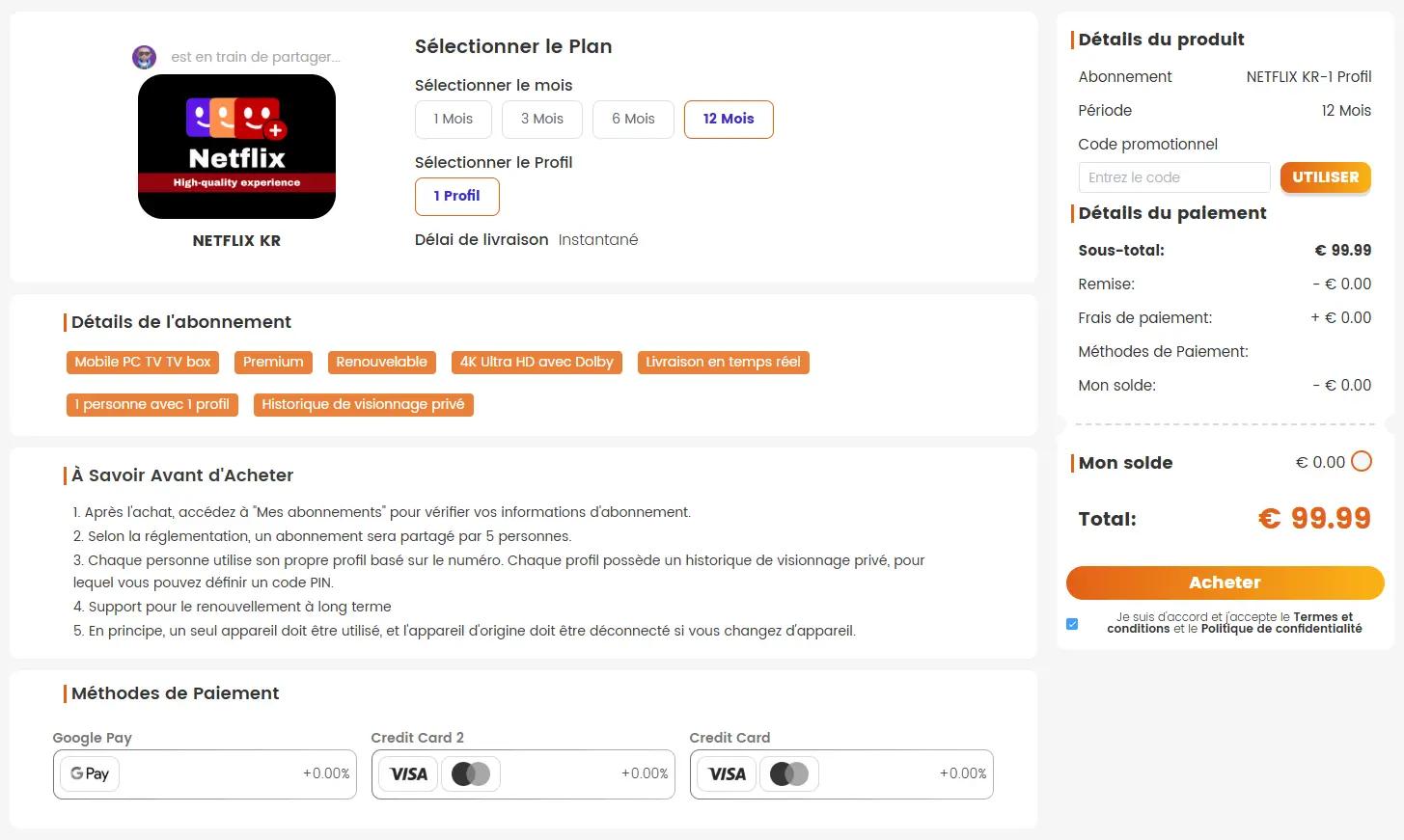 Abonnement Netflix sur Coosub