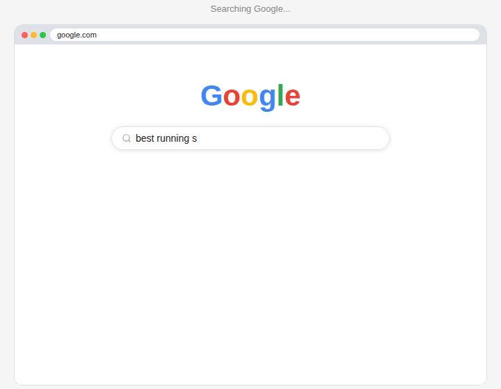 Animation showing how a Google search for running shoes leads to ads following you across Instagram, YouTube, Gmail, news sites, and phone notifications