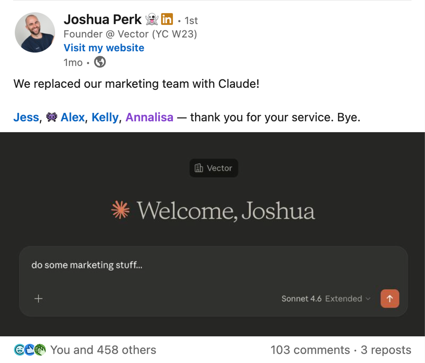 We replaced our marketing team with Claude
