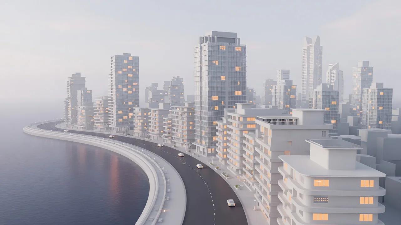 3D illustration of Mumbai, India