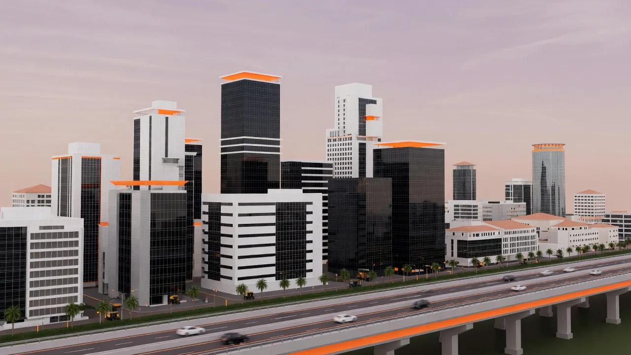 3D illustration of Delhi NCR, India