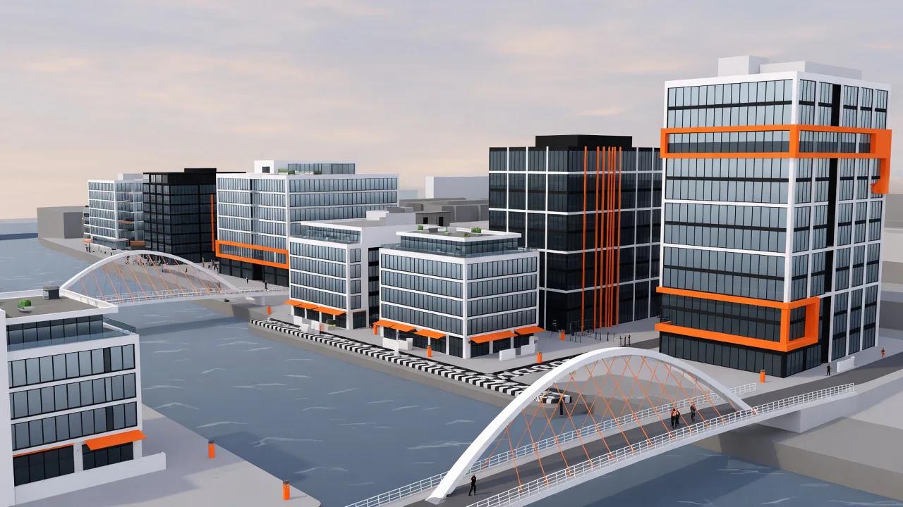 3D illustration of Dublin, Ireland