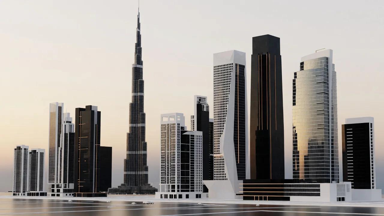 3D illustration of Dubai, United Arab Emirates