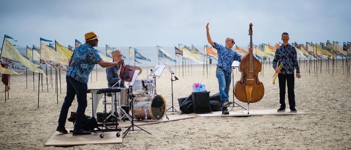 Beach jazz, flags flying