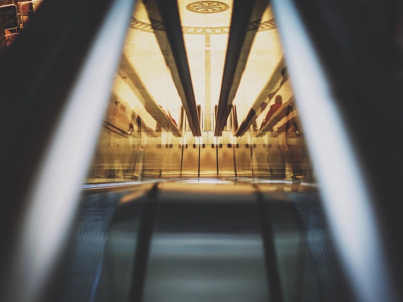 Down the stairs