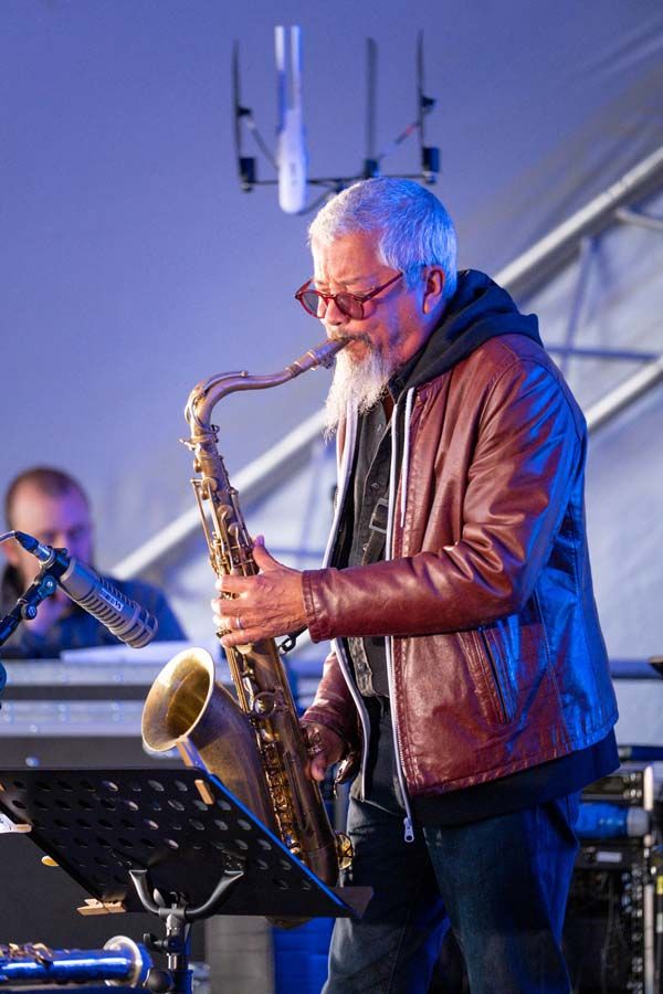 Andy Sheppard playing the saxophone at the Firstlight festival