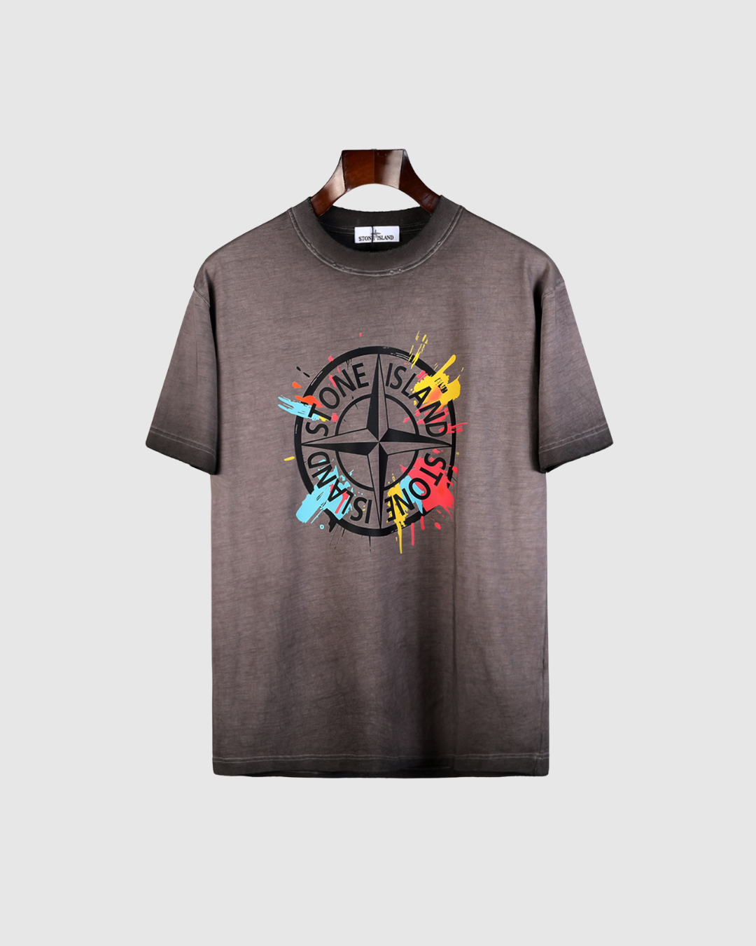 Stone Island Paint Splatter Logo T-Shirt - image 2