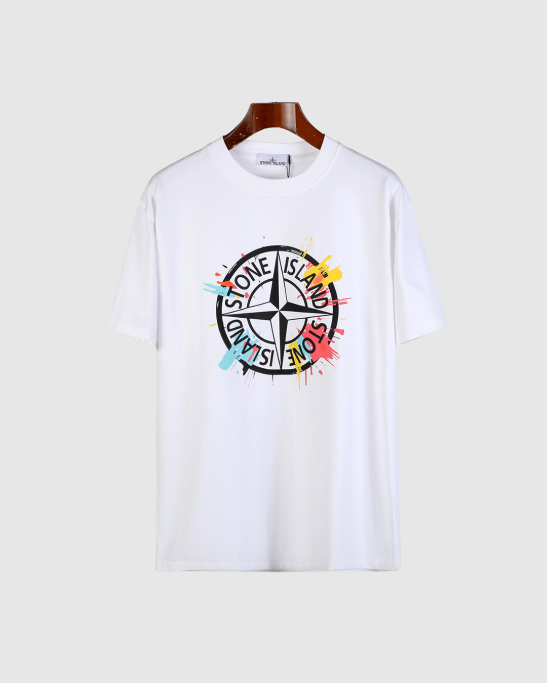 Stone Island Paint Splatter Logo T-Shirt - image 4