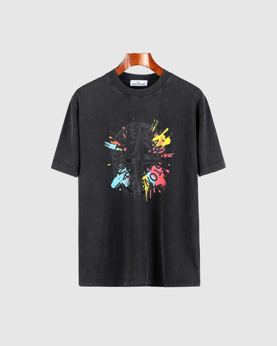 Stone Island Paint Splatter Logo T-Shirt