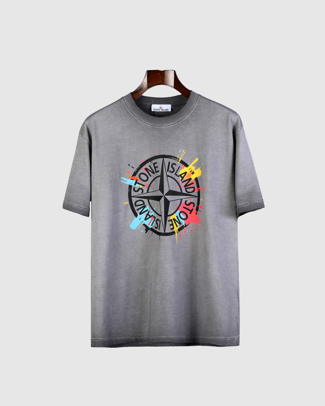 Stone Island Paint Splatter Logo T-Shirt - image 3