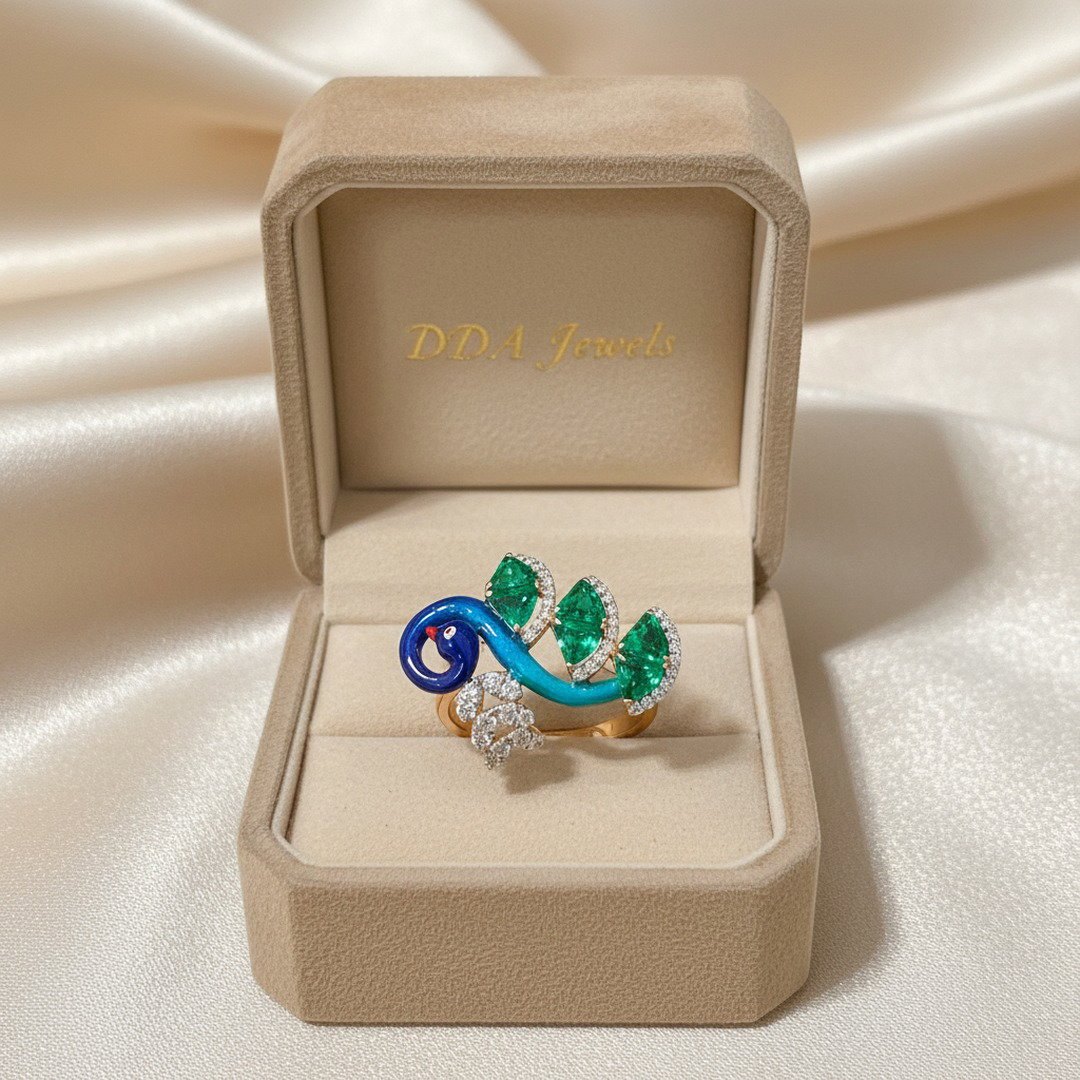 Peacock motif diamond ring