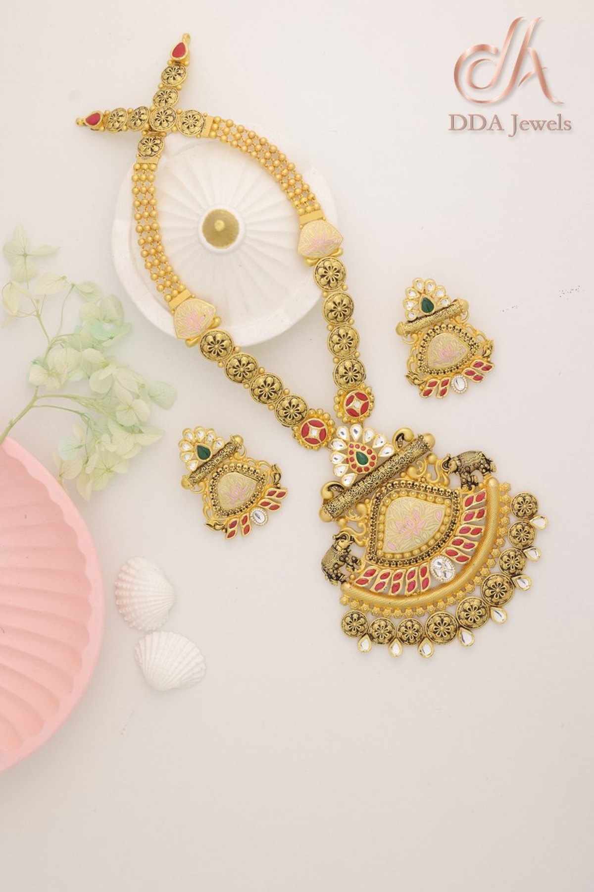 Antique crescent pendant set