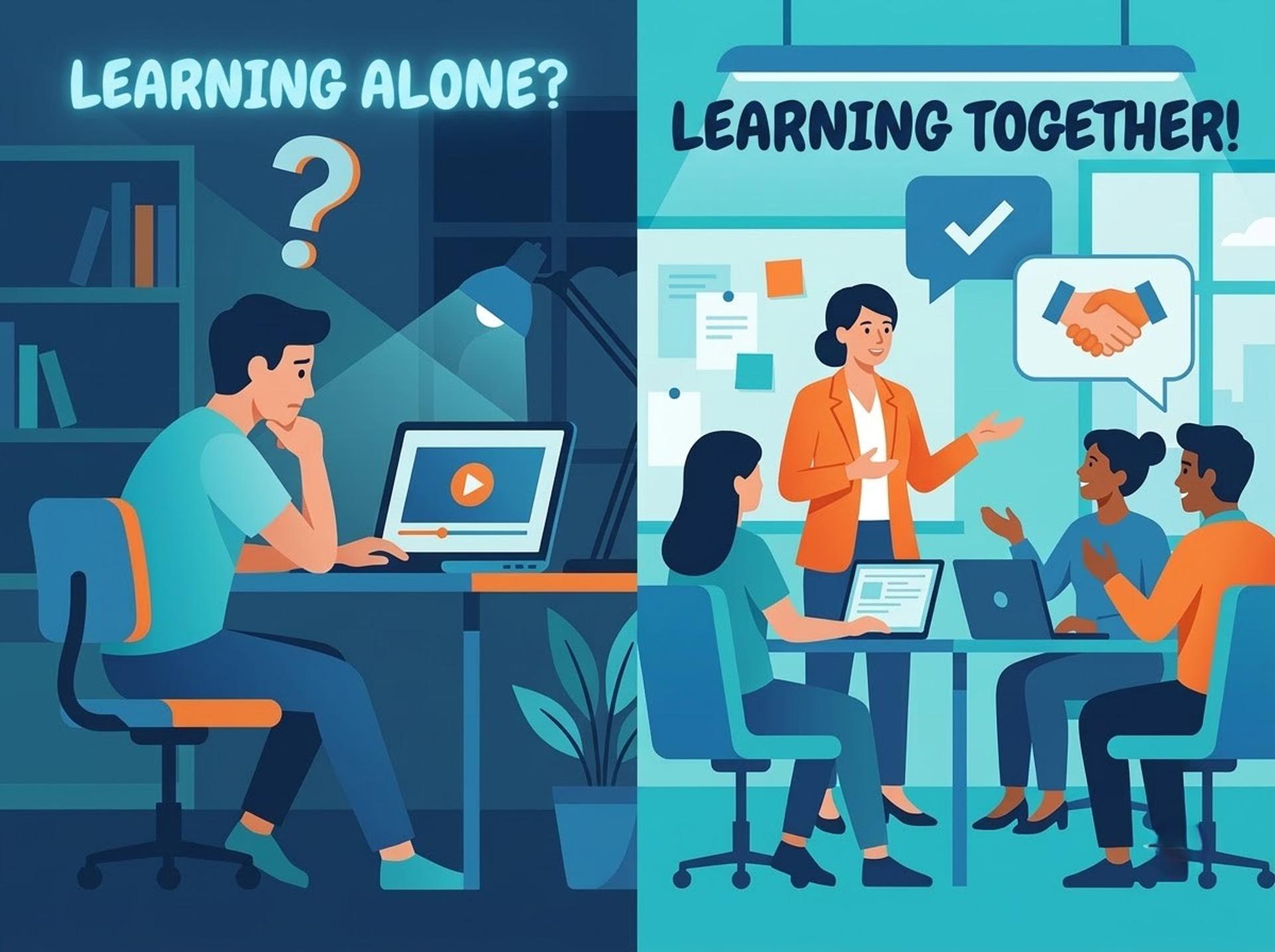 Live mentor-led training compared with self-paced video learning.