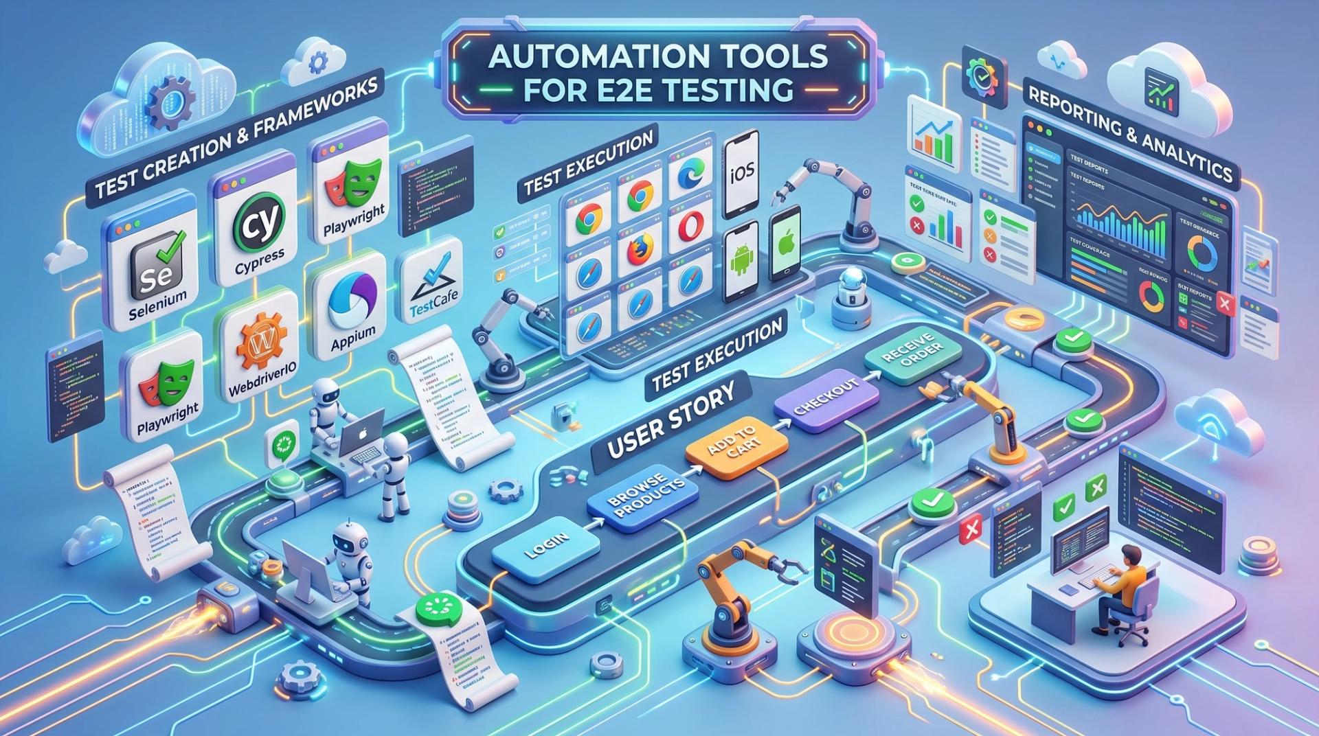 Automation testing tools used in end-to-end testing
