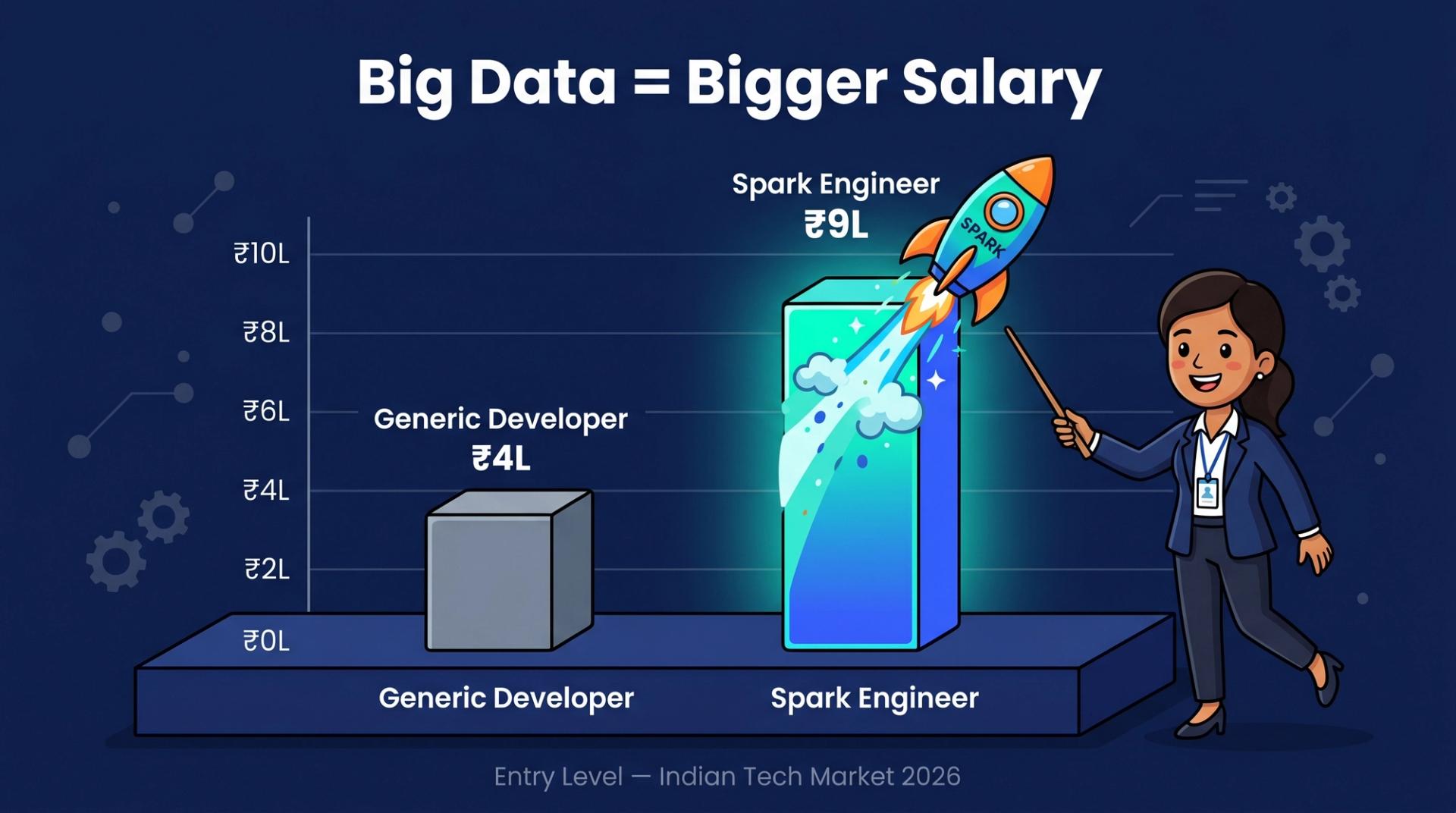 Chart showing high salary potential for a Big data career in India.